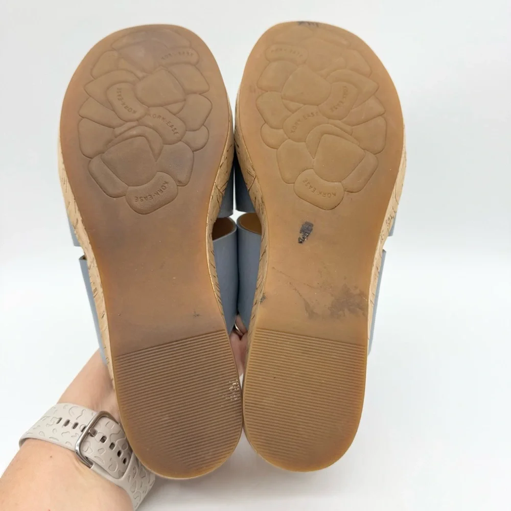 Kork-Ease Menzie Wedge Triple Strap Slide Sandal In Periwinkle Leather‎ Size 9